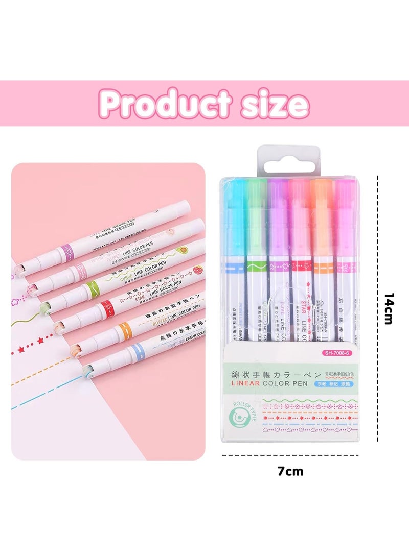 طقم أقلام تحديد كيرف مبتكرة 6 قطع | هايلايتر بخاصية الأسطوانة الدوارة لرسم خطوط منحنية وزخارف هندسية | أقلام فلورسنت متعددة الألوان للتدوين اليومي والبوليت جورنال | أقلام تحديد فنية للمدارس والجامعة والمكتب | حبر غير سام سريع الجفاف | أدوات كتابة وتزيين احترافية للطلاب والمعلمين والهدايا - Image 3